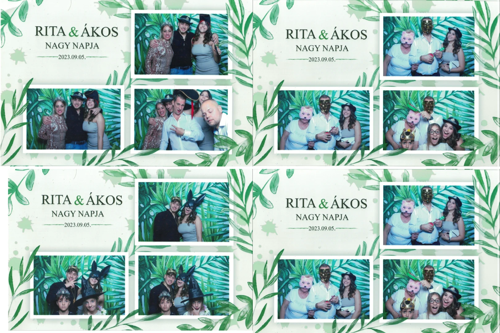 Vidám vendégek a szelfigép előtt